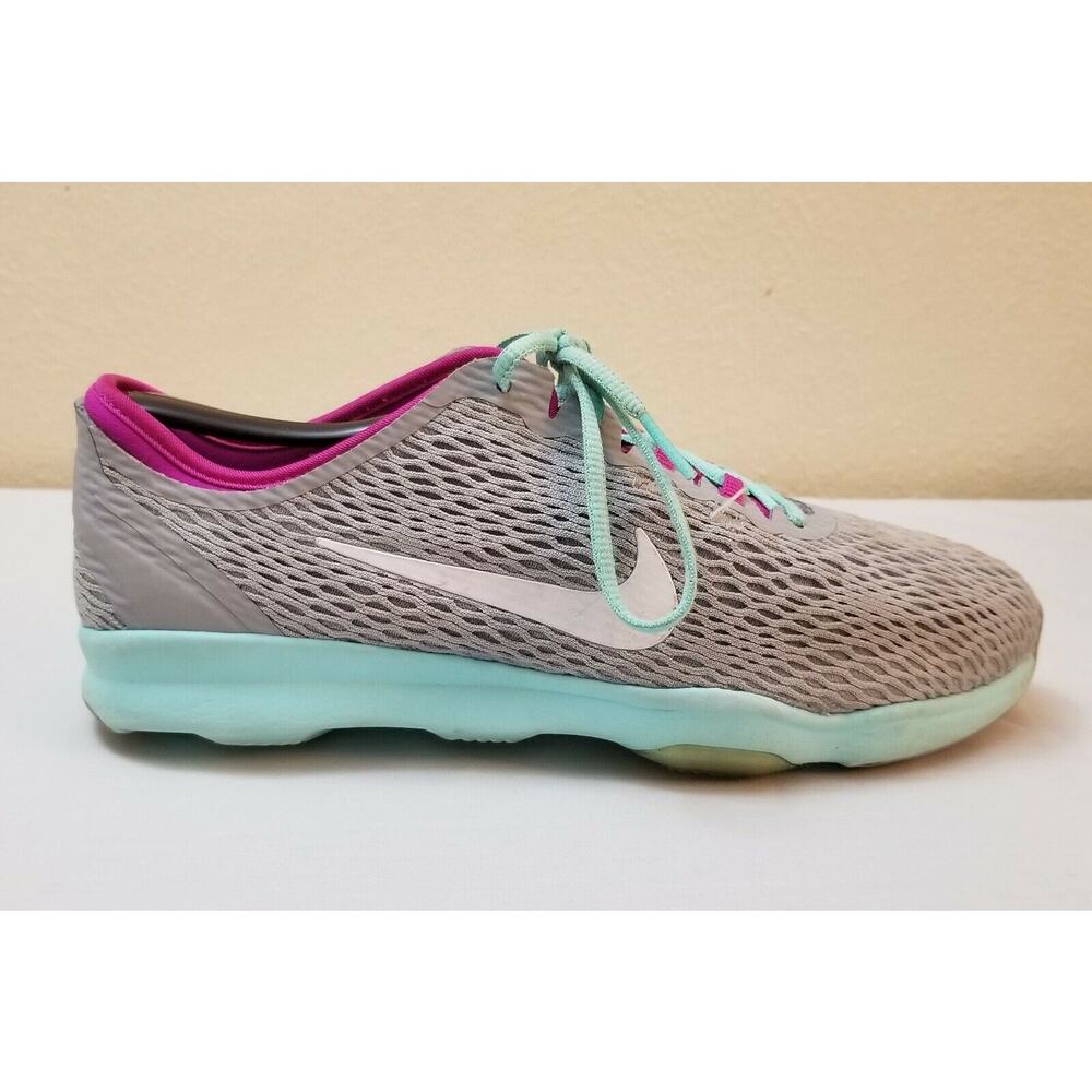 Nike Women Zoom Fit Cross Training Shoes Gray Lace Up Breathable 704658-010 Sz 7
